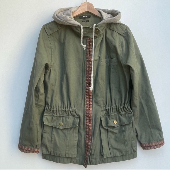 Miss Me Green Hooded Utility Jacket Size S - Picture 5 of 14